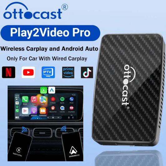 OTTOCAST Play2Video Pro – Wireless CarPlay & Android Auto Adapter